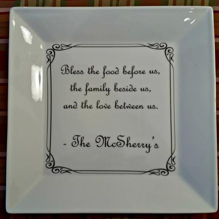 personalized prayer on a square plate