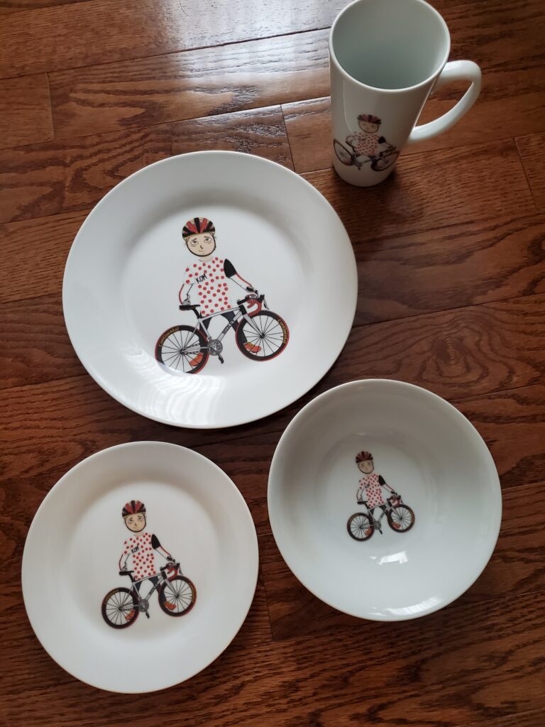 Bicycle Custom Printed Dinner Plates, Bowls, Side Plates and Mug