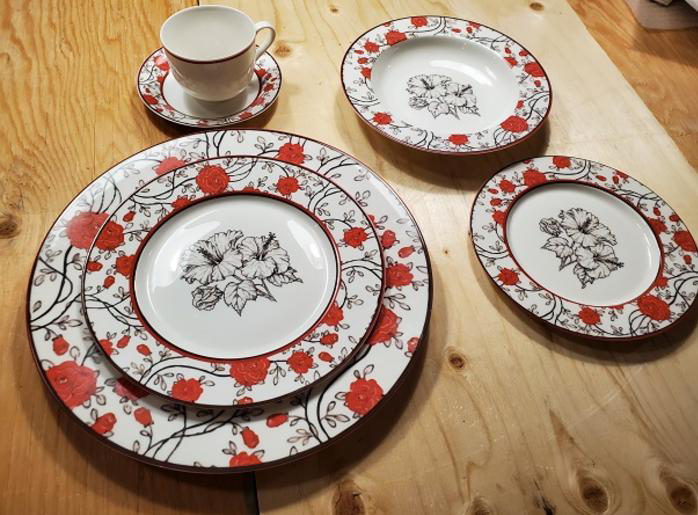 custom printed bone china plates