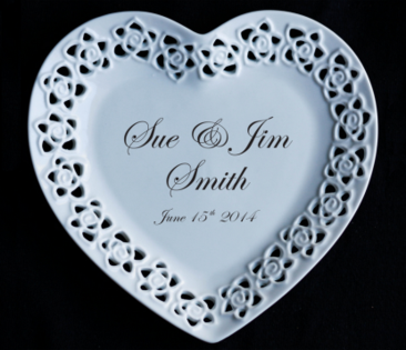 custom heart shaped wedding plate