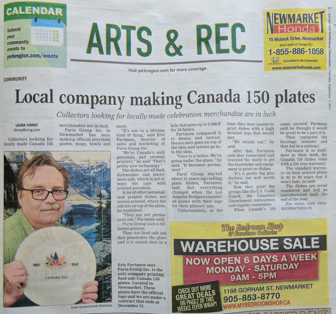 We were proud to print custom plates for Canada's 150 birthday a few years ago.