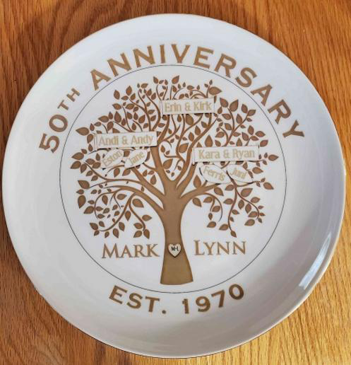custom printed 50th anniversary coupe plate