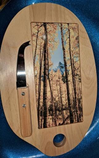 Personalized Cheese Cutting Boards With A Printed Fall Scene