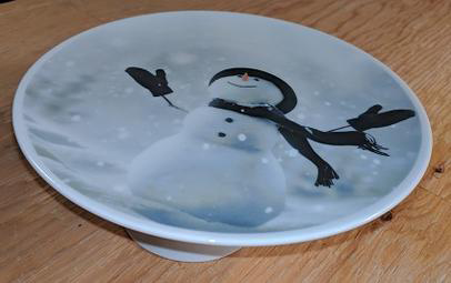 christmas snowman custom cake plate design