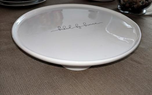 custom cake plate with signature