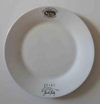 Custom printed logo on top and bottom rim of plate