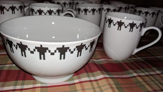 custom art on personalized bowl with mug to match