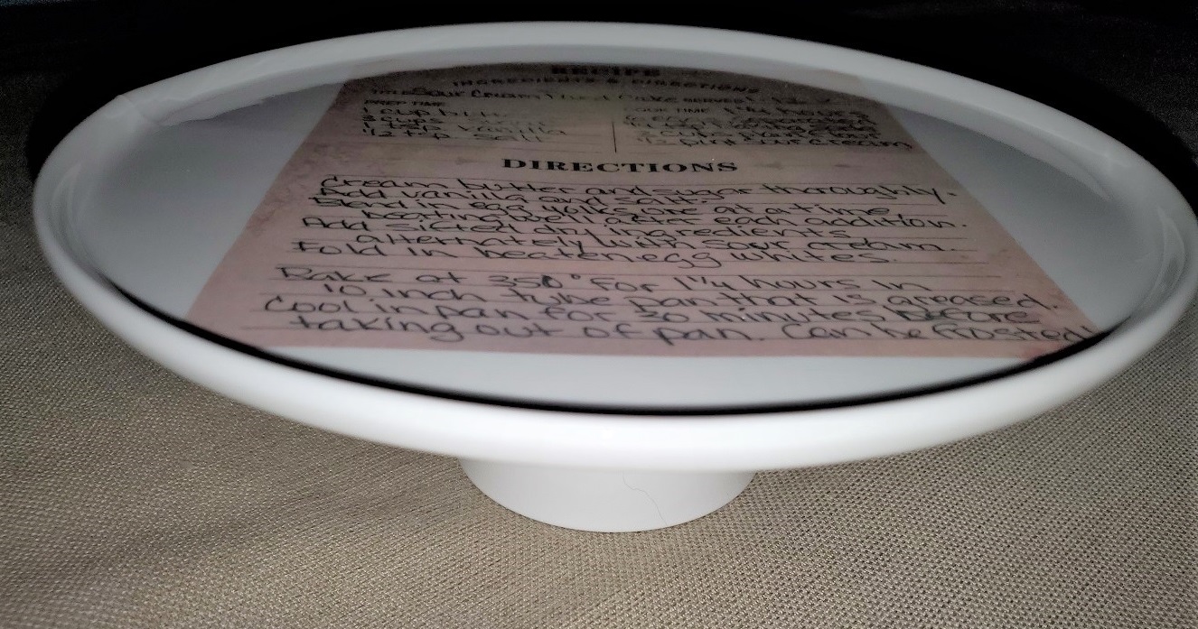 Printed Dessert Recipe On Cake Plate With Stand