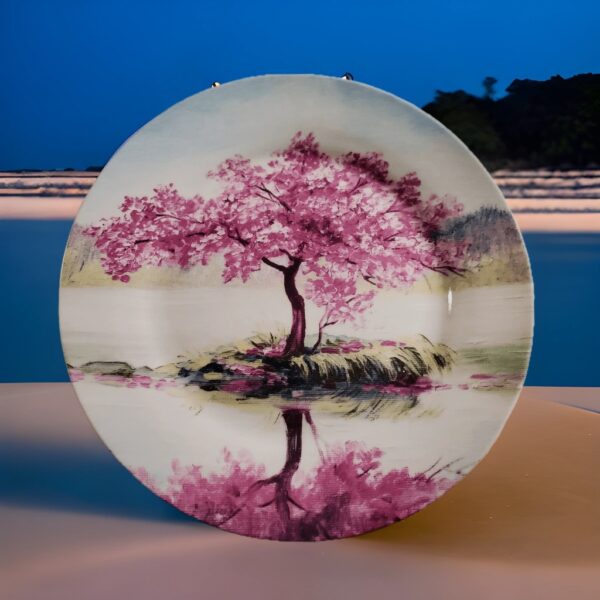 Custom Printed Flowering Plant Photo On Rimmed Dinner Plate