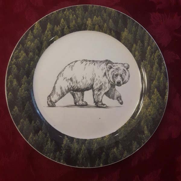 Animal Print Plates Bear Animal Pictures Printed On Plates. Bear Photo Printed On Porcelain Dinner Plates and Salad Plates