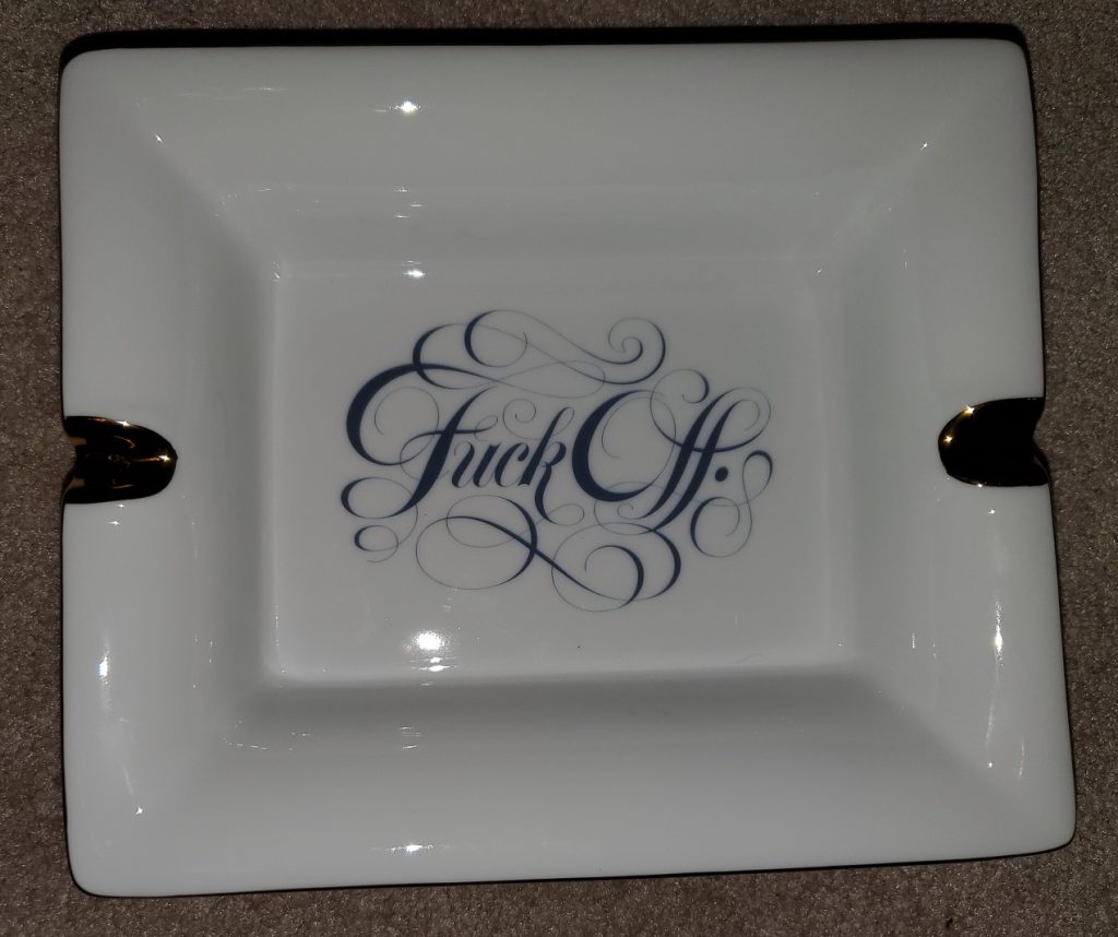 Custom printed ashtrays with written text Calligraphy as the artwork