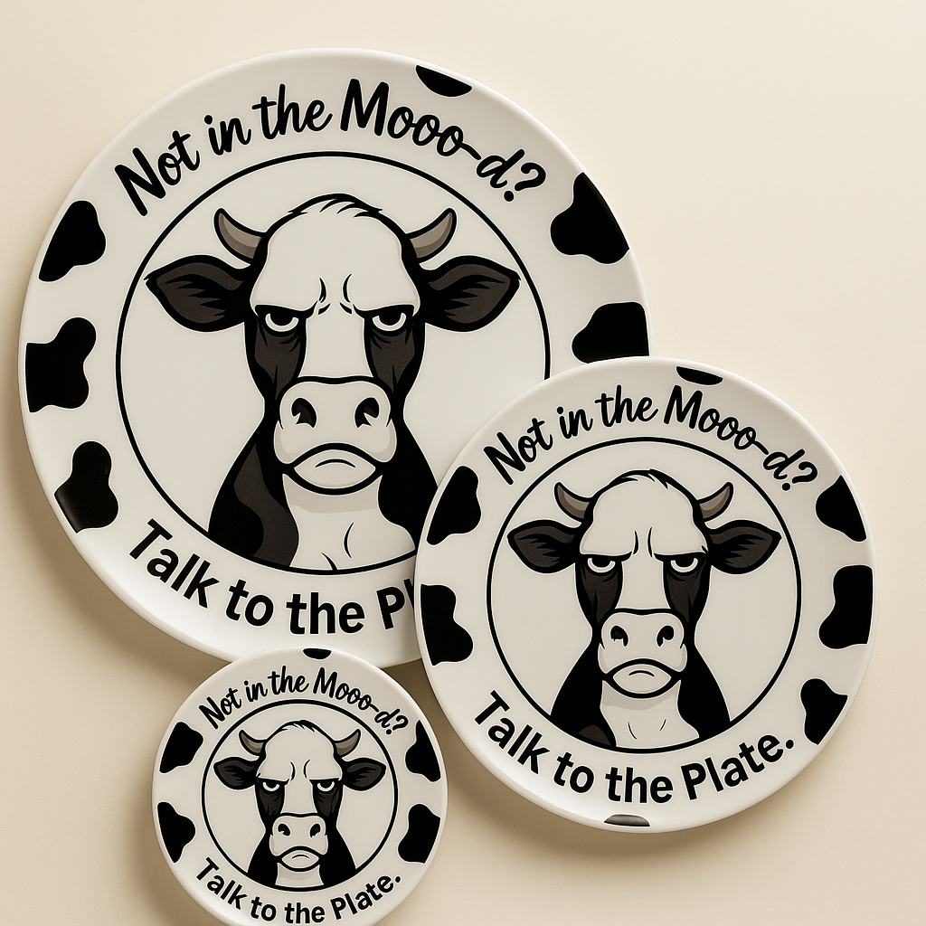 Cow print dinnerware set Moo with Attitude Cow print dinnerware set Moo with Attitude